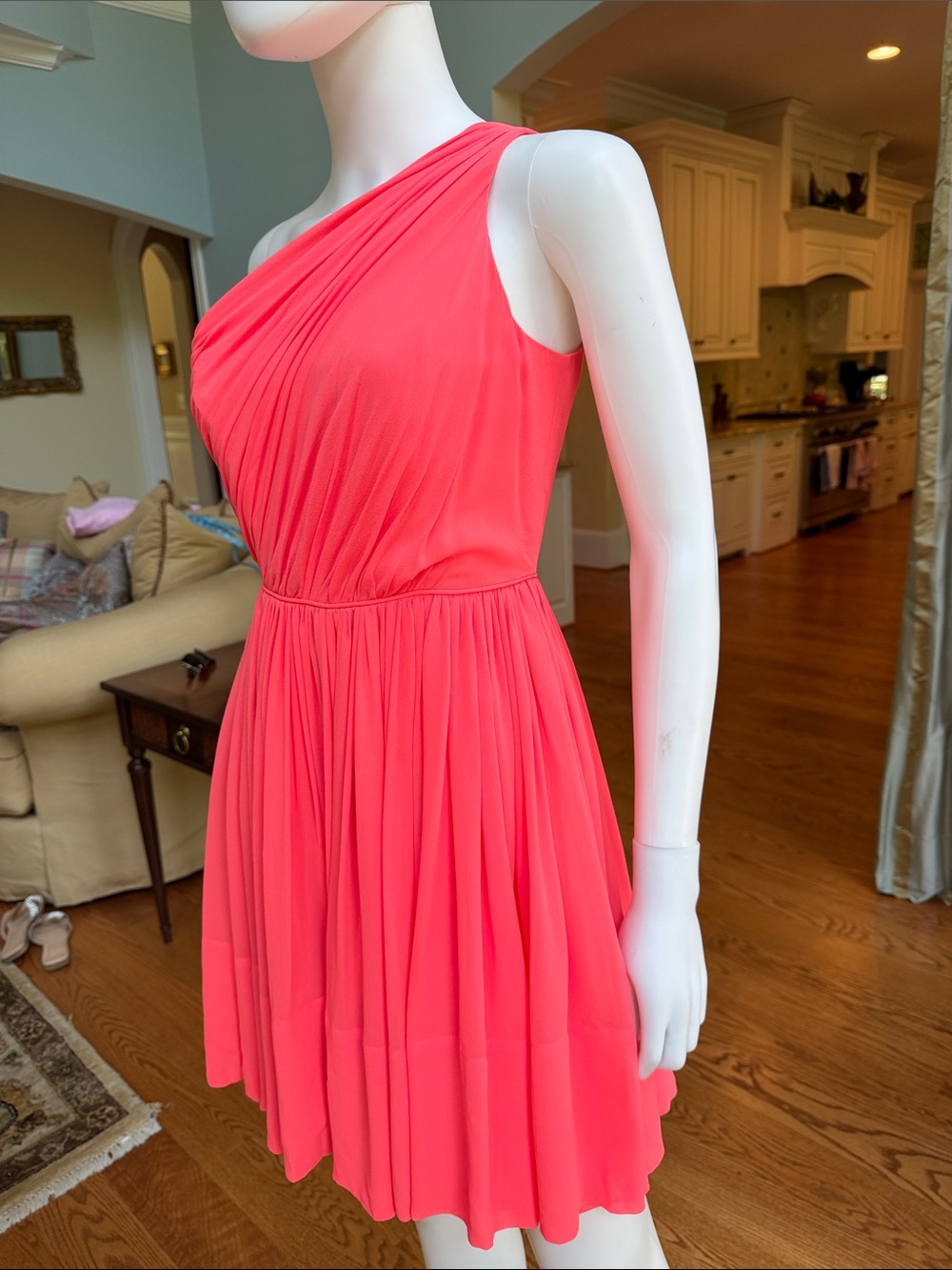 Shoshanna One-Shoulder Coral Dress